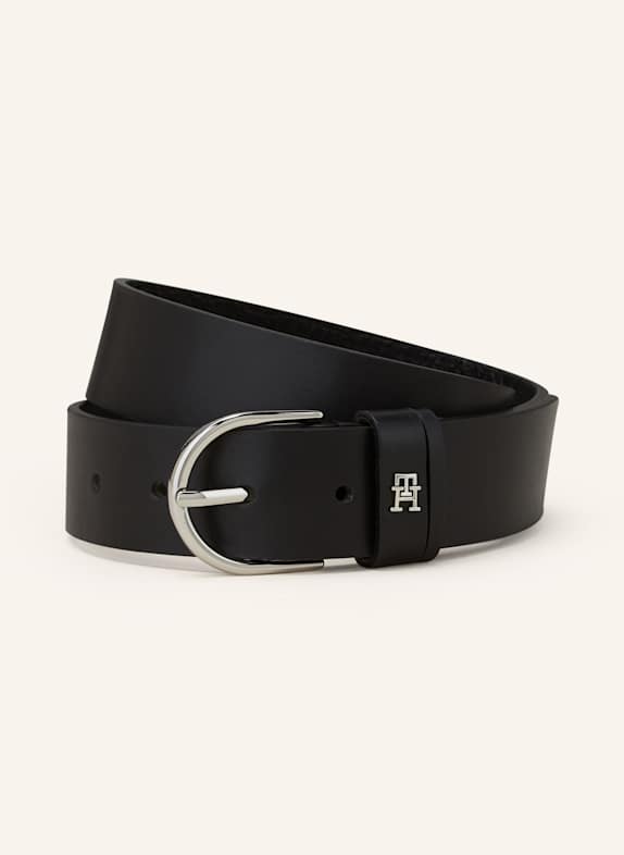TOMMY HILFIGER Pasek skórzany CZARNY