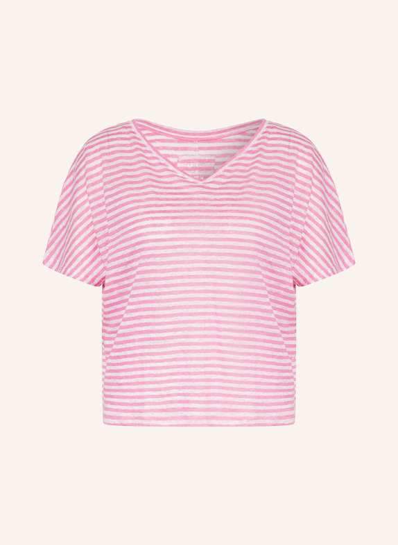 oui T-Shirt aus Leinen PINK/ WEISS