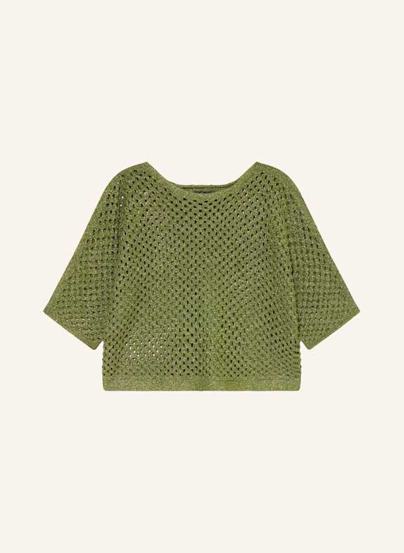 oui Pullover mit 3/4-Arm und Glitzergarn GRÜN