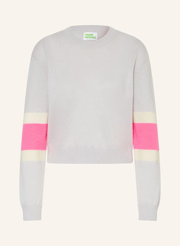 FROM FUTURE Cashmere sweater LIGHT GRAY/ WHITE/ PINK