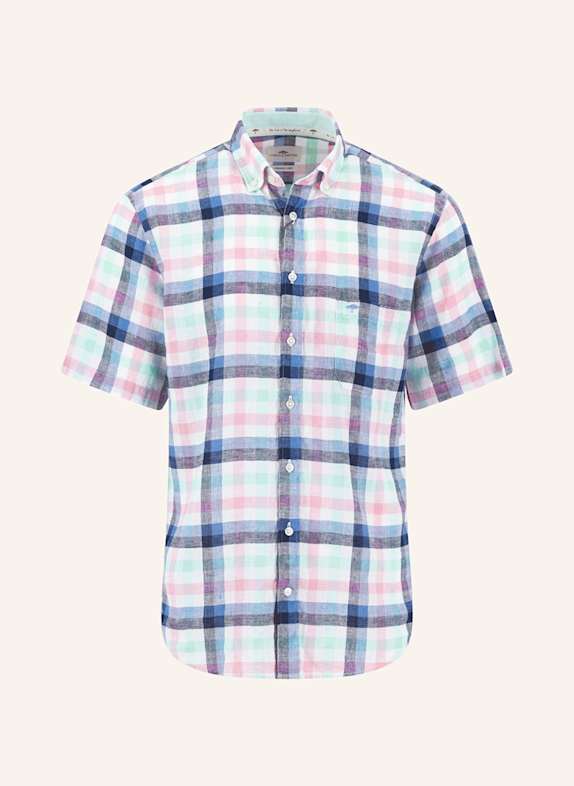 FYNCH-HATTON Košile s krátkým rukávem Casual-Fit ze lnu TMAVĚ MODRÁ/ SVĚTLE RŮŽOVÁ/ MÁTOVÁ