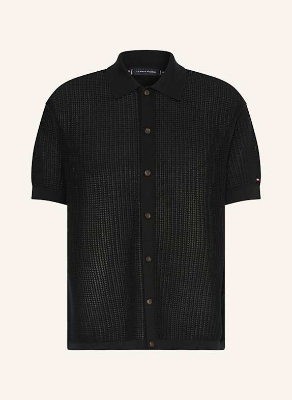 TOMMY HILFIGER Strickhemd Relaxed Fit SCHWARZ