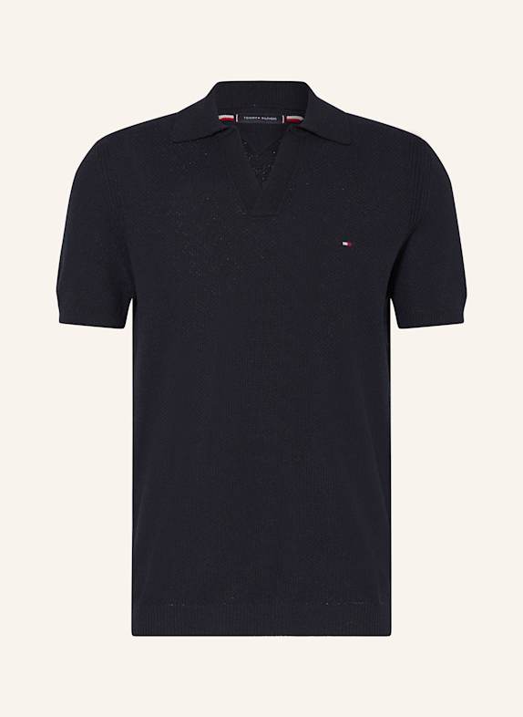 TOMMY HILFIGER Strick-Poloshirt Regular Fit DUNKELBLAU
