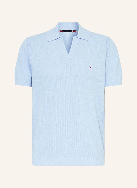 TOMMY HILFIGER Strick-Poloshirt Regular Fit HELLBLAU