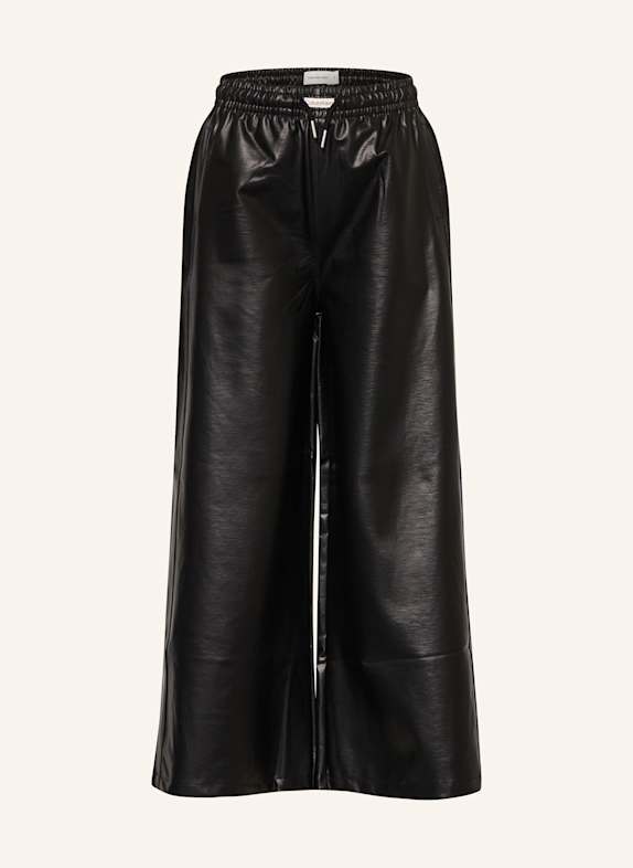 Calvin Klein Marlenehose in Lederoptik SCHWARZ