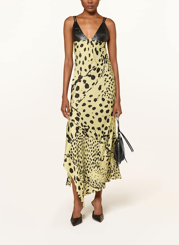 Nanushka ELENI dress in mixed materials LIGHT YELLOW/ BLACK