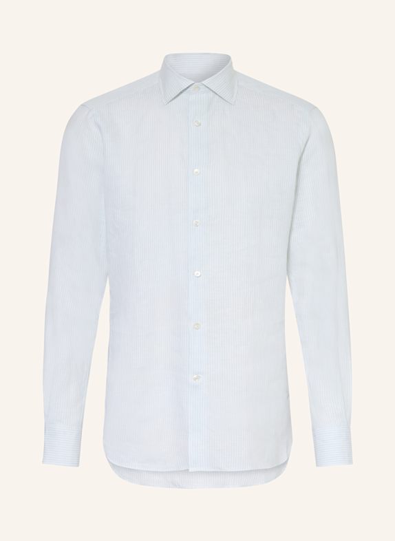 ZEGNA Leinenhemd Regular Fit WEISS/ HELLBLAU
