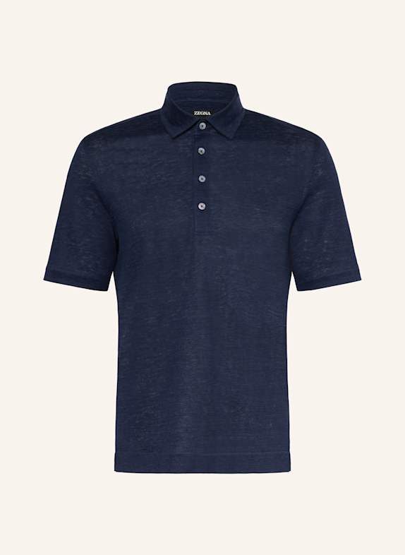ZEGNA Linen polo shirt DARK BLUE