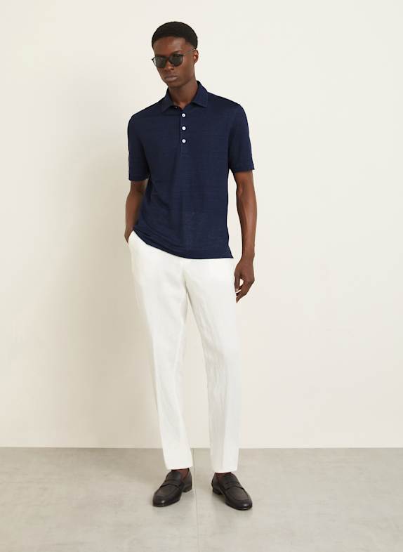 ZEGNA Linnen poloshirt DONKERBLAUW