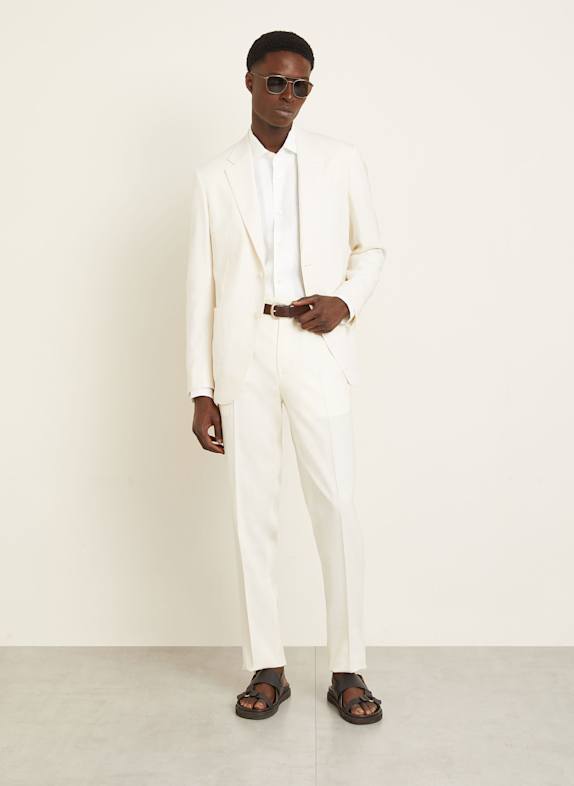 ZEGNA Slim fit pantalon van linnen ECRU