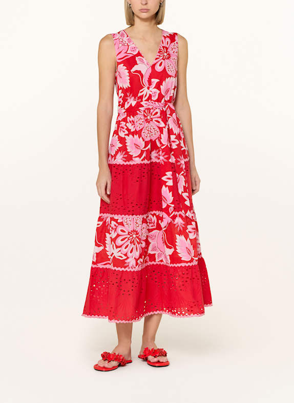 oui Kleid mit Lochspitze ROT/ PINK