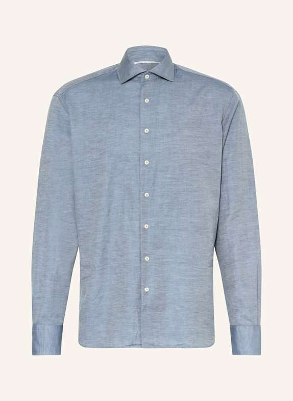 1863 by ETERNA Hemd Slim Fit mit Leinen DUNKELBLAU