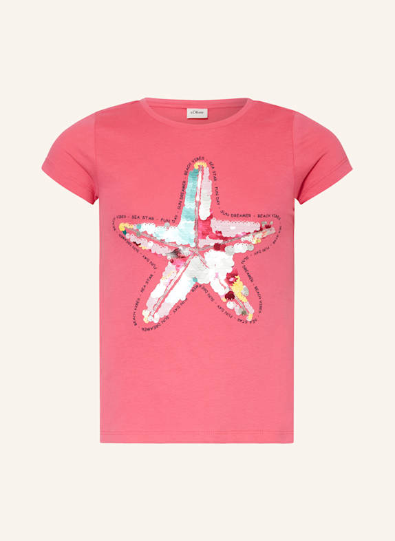 s.Oliver RED T-Shirt mit Pailletten PINK