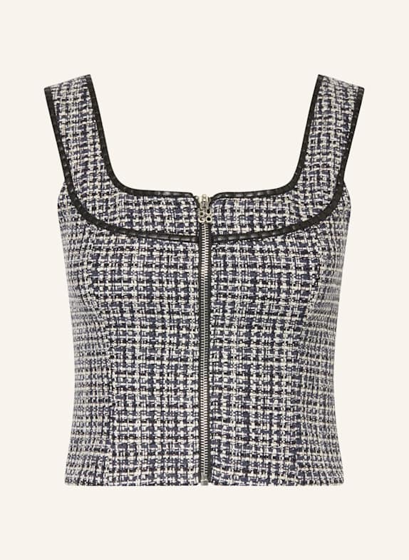HUGO Cropped-Top CUSENE aus Tweed DUNKELBLAU/ ECRU/ SCHWARZ
