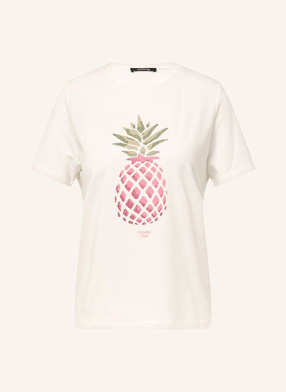 comma T-Shirt mit Schmucksteinen CREME