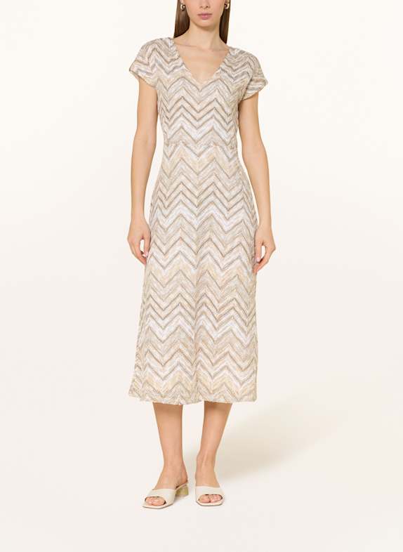 s.Oliver BLACK LABEL Häkelkleid mit Glitzergarn DUNKELBRAUN/ BEIGE/ WEISS