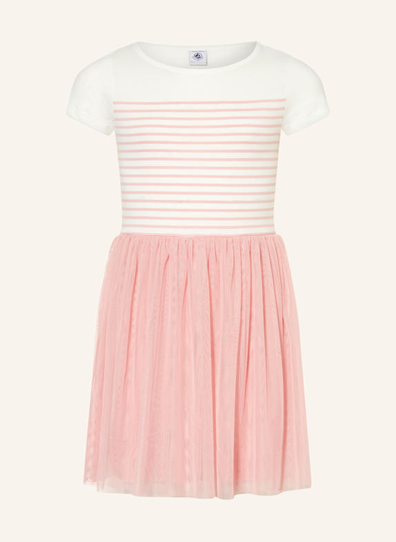 PETIT BATEAU Kleid im Materialmix ROSA/ ECRU