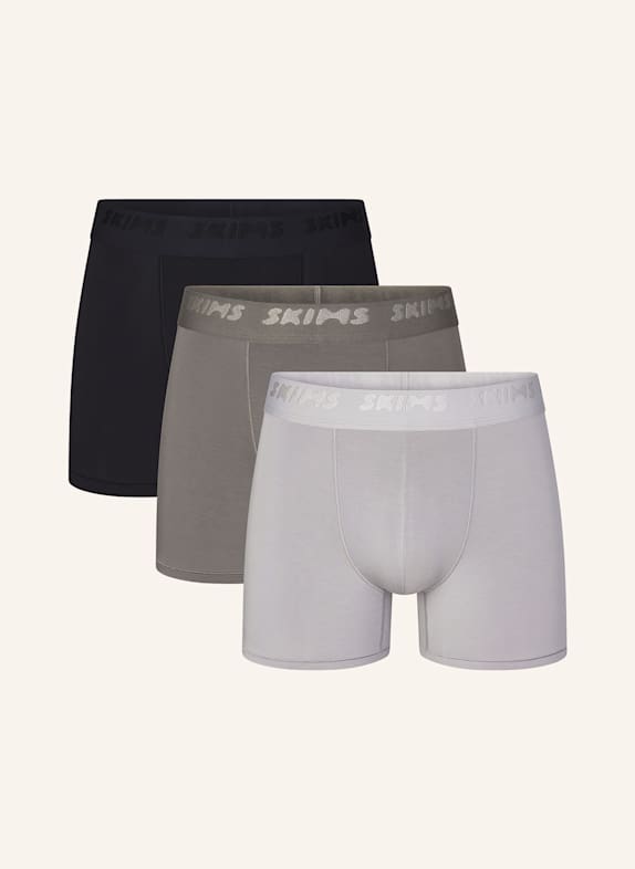 SKIMS 3er-Pack Boxershorts SKIMS STRETCH GRAU/ HELLGRAU/ SCHWARZ
