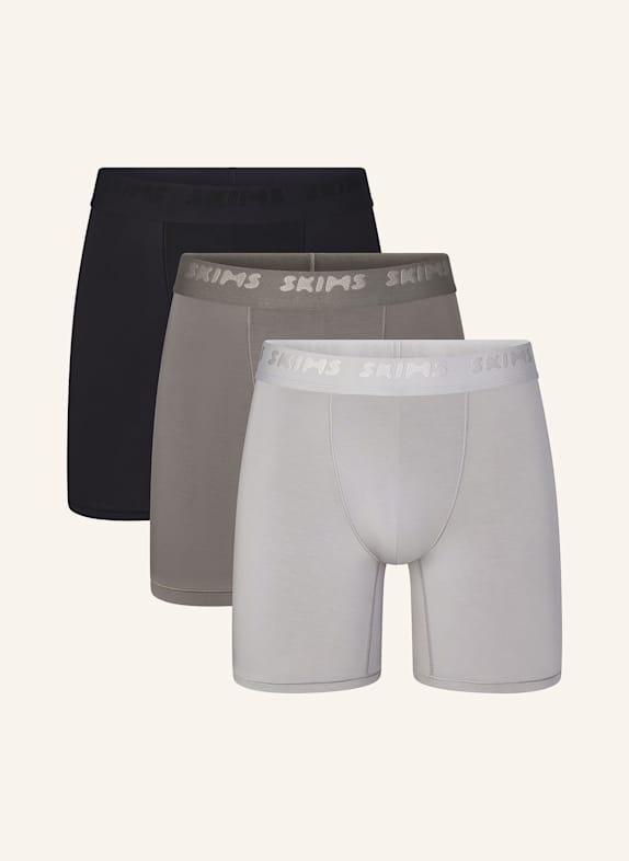SKIMS 3er-Pack Boxershorts SKIMS STRETCH HELLGRAU/ GRAU/ SCHWARZ