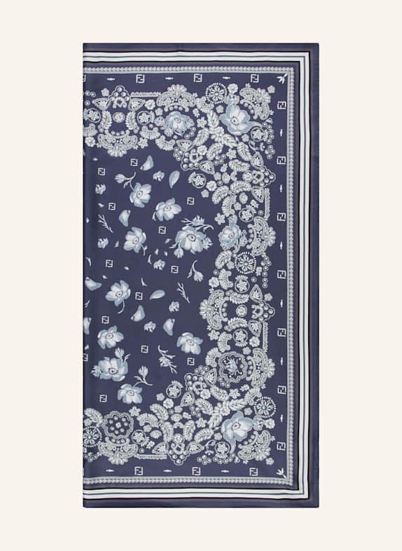 FENDI Silk scarf BLUE GRAY/ WHITE/ MINT