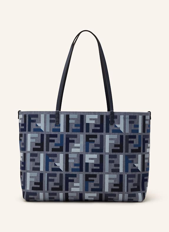 FENDI Shopper ROLL LARGE mit Pouch BLAUGRAU / SCHWARZ / GRAU