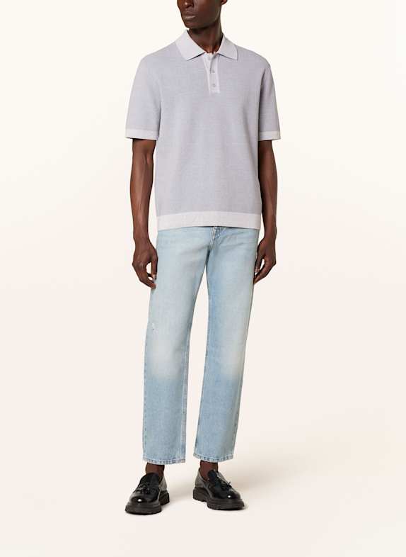 DRYKORN Strikket polo TAMIAN Relaxed Fit BLÅGRÅ