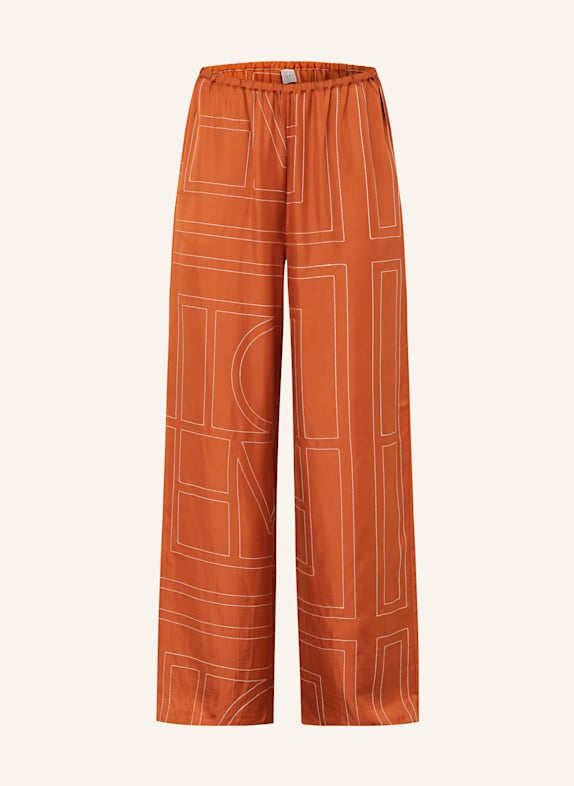 TOTEME Marlenehose aus Seide DUNKELORANGE/ WEISS