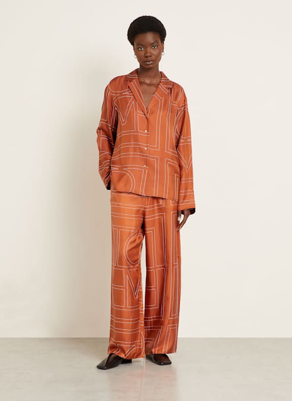 TOTEME Zijden broek DONKERORANJE / WIT