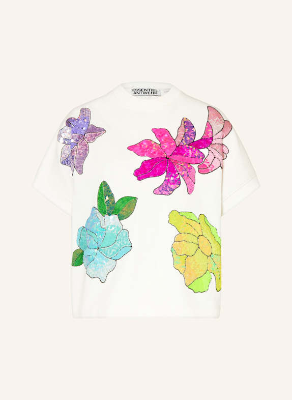 ESSENTIEL ANTWERP Sweatshirt mit Pailletten und Schmucksteinen ECRU