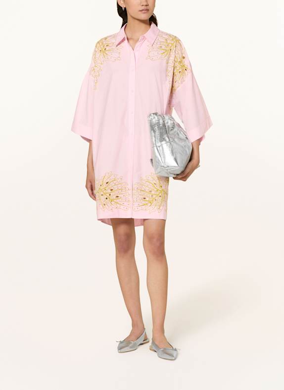 ESSENTIEL ANTWERP Hemdblusenkleid HONTANA mit Pailletten PINK / HELLGRÜN