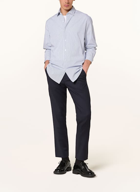 PAUL Overhemd Comfort Fit WIT / DONKERBLAUW