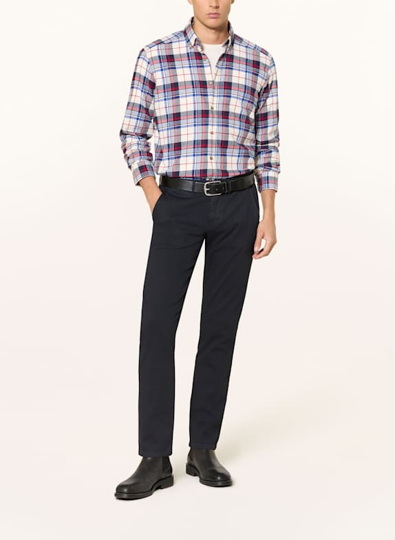 STROKESMAN'S Overhemd Regular Fit ECRU / BLAUW / DONKERROOD