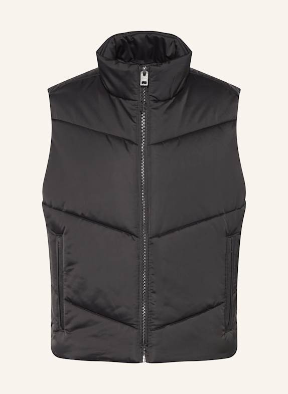 HUGO BEROLINO quilted vest in satin BLACK
