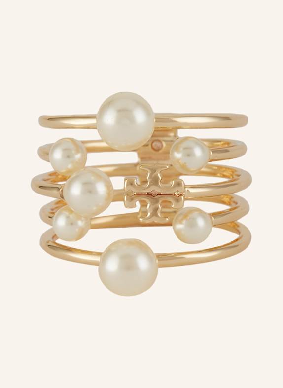 TORY BURCH Pierścionek KIRA ZŁOTY/ BIAŁY