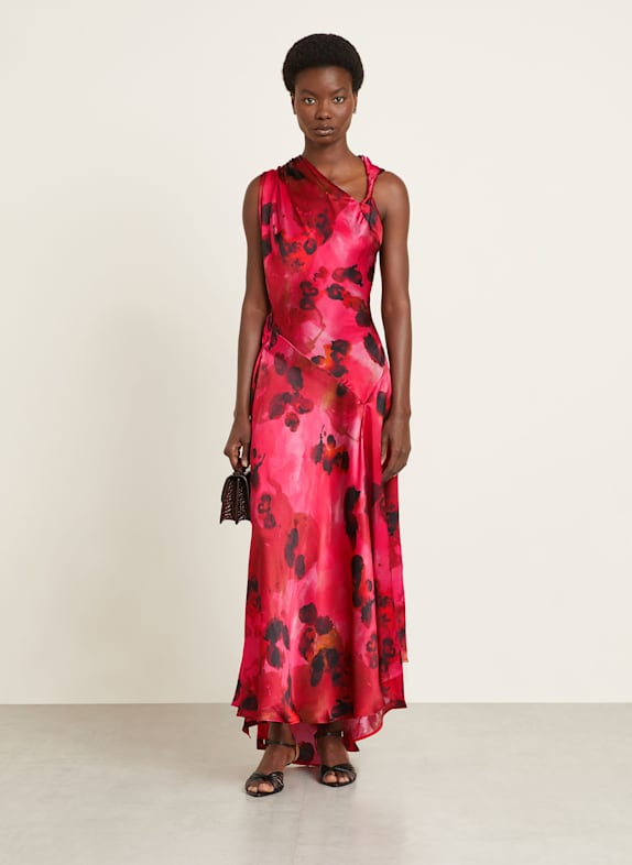 VICTORIA BECKHAM Abendkleid aus Seide ROT/ PINK/ SCHWARZ