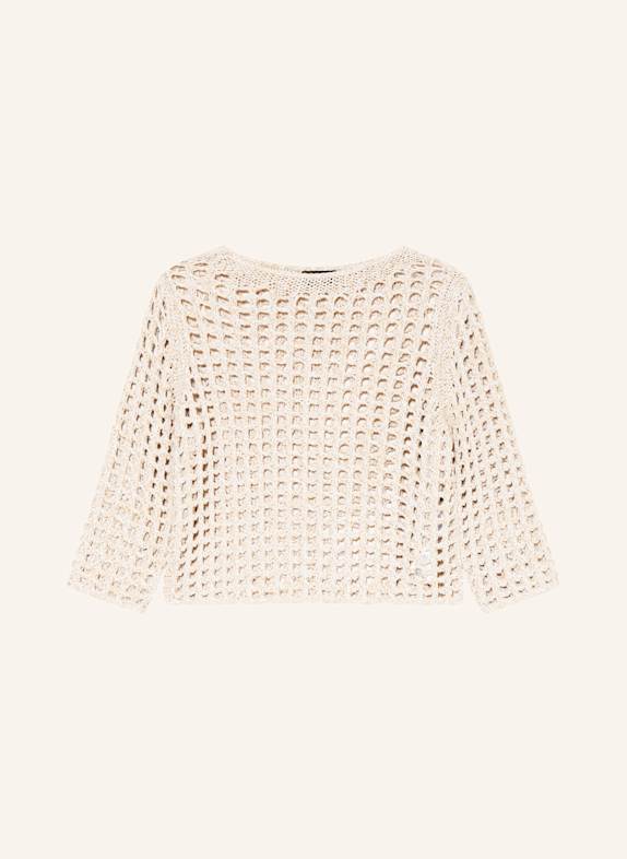 monari Strickshirt mit Glitzergarn CAMEL/ SILBER