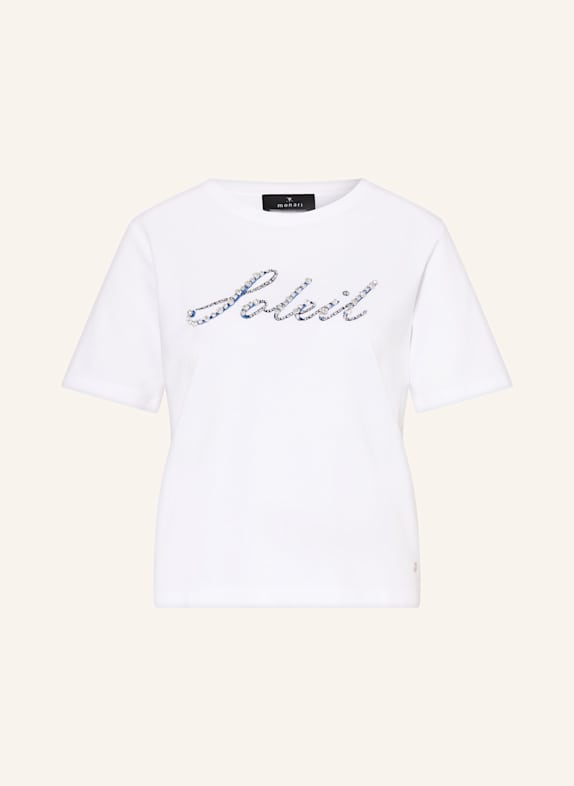 monari T-Shirt mit Schmucksteinen WEISS/ BLAU/ SILBER