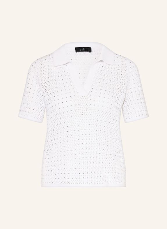 monari Strickshirt mit Schmucksteinen WEISS/ SILBER
