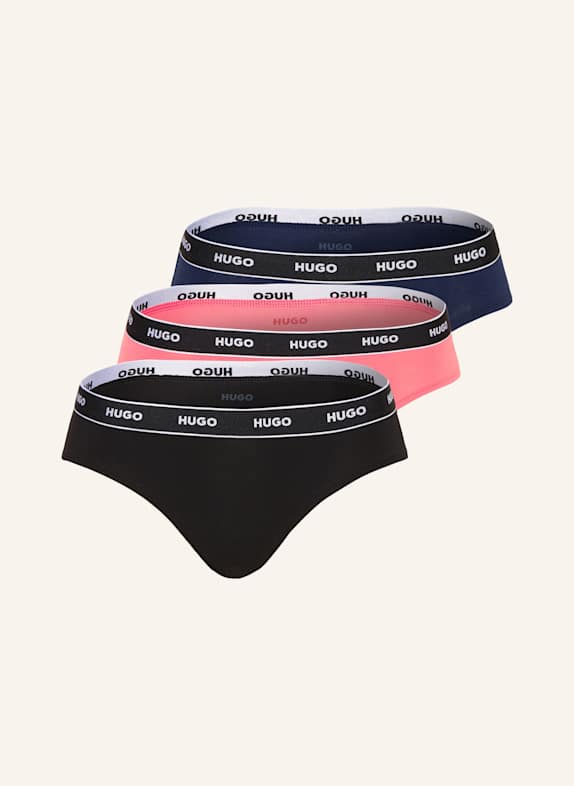 HUGO 3er-Pack Panties SCHWARZ/ DUNKELBLAU/ ROSA