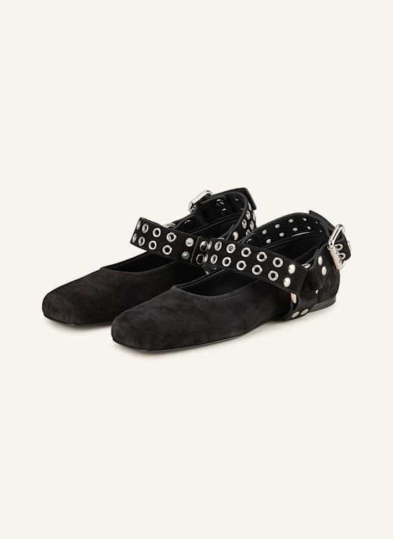 ALAÏA Mary Jane ballet flats with rivets BLACK