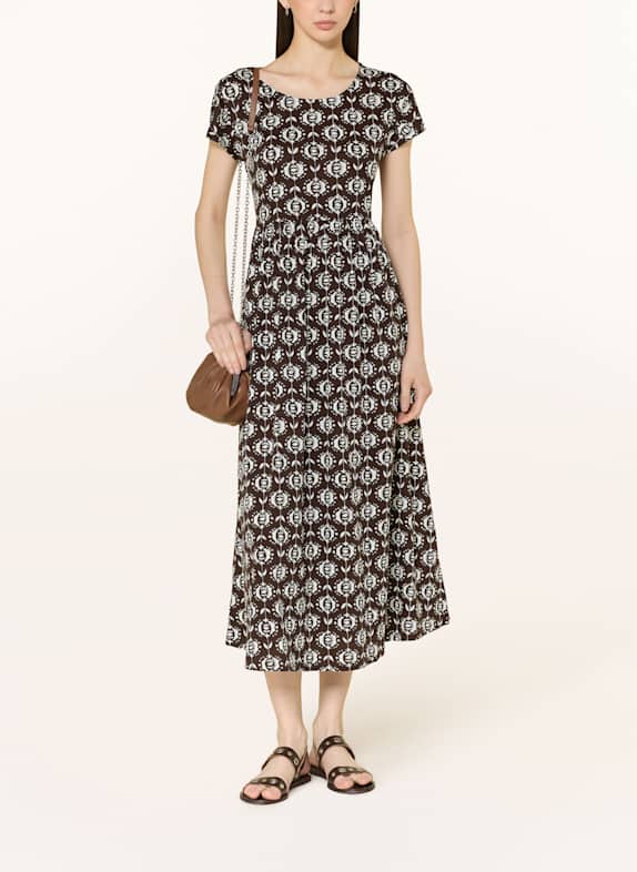 WEEKEND Max Mara GEORG jersey dress with ruffles DARK BROWN/ WHITE