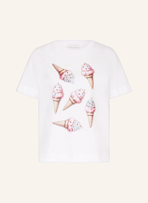 Rich & Royal T-Shirt mit Schmucksteinen WEISS/ PINK/ HELLBRAUN