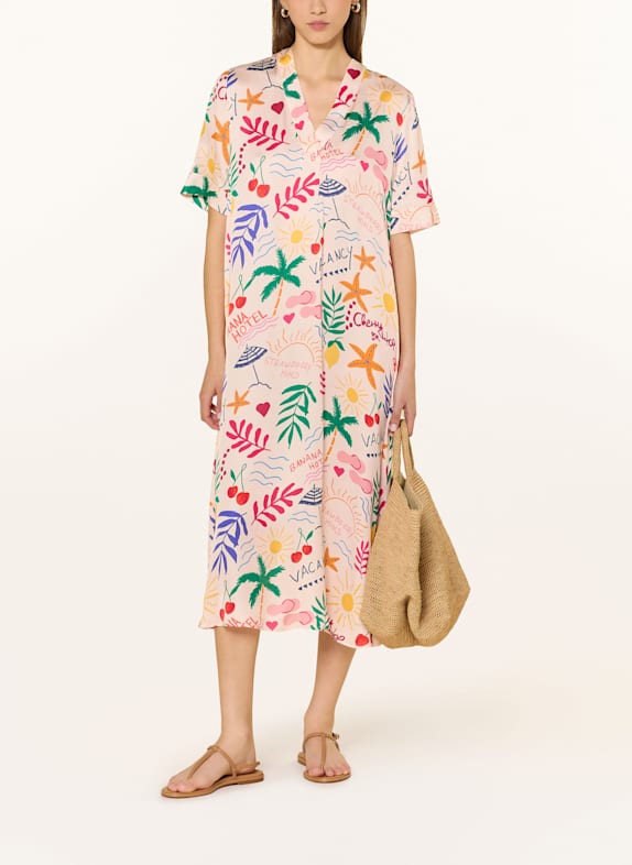 Rich & Royal Satin dress CREAM/ PINK/ BLUE