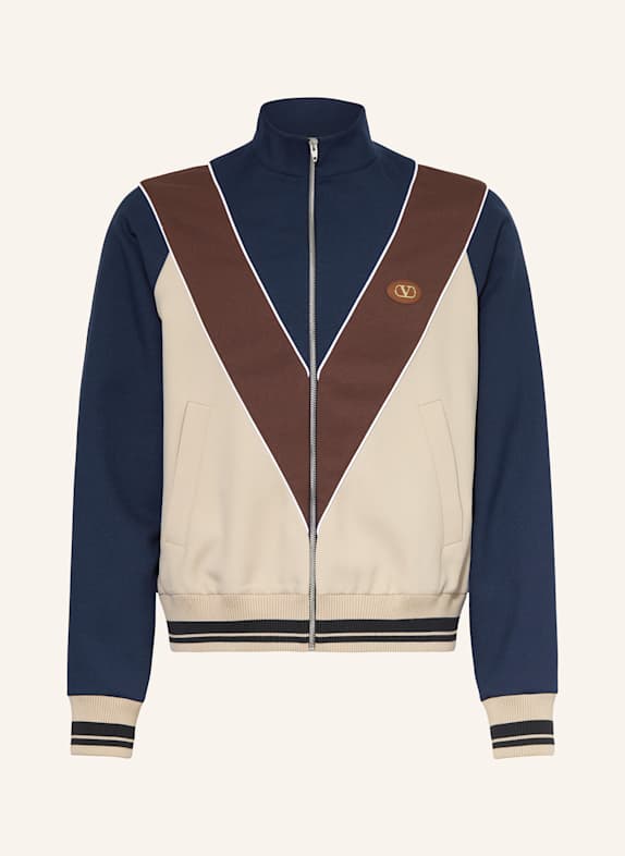 VALENTINO Bomber jacket DARK BLUE/ DARK BROWN/ BEIGE