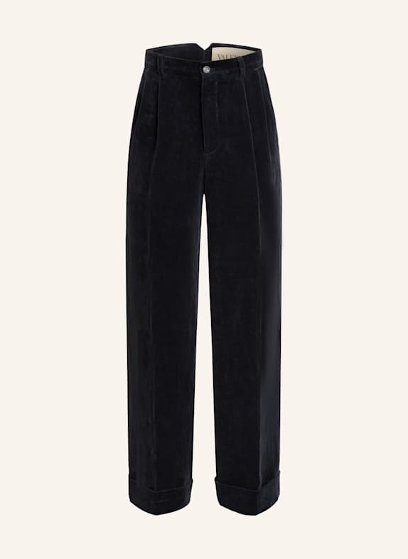 VALENTINO Regular fit chino in velvet with linen DARK BLUE