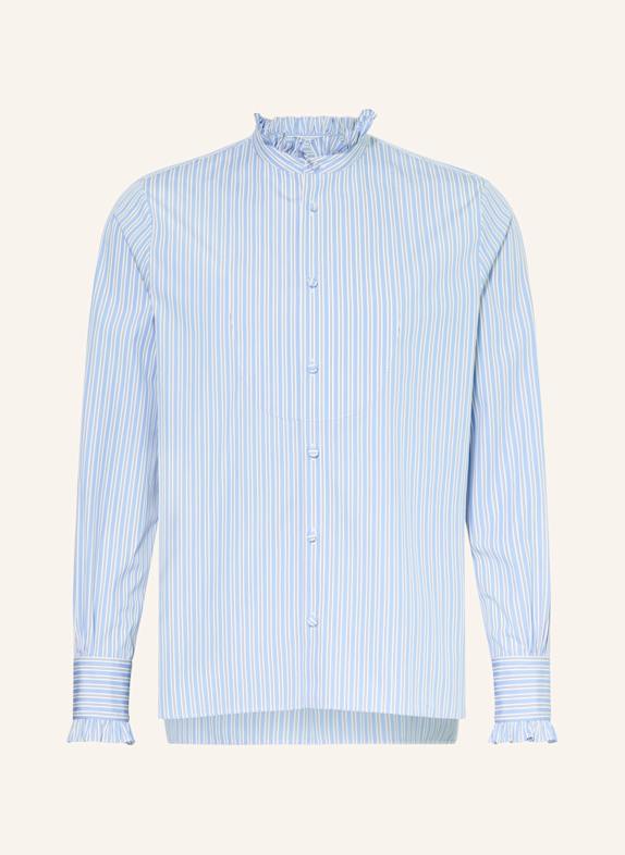 VALENTINO Comfort fit shirt with ruffles LIGHT BLUE/ WHITE/ DARK BLUE