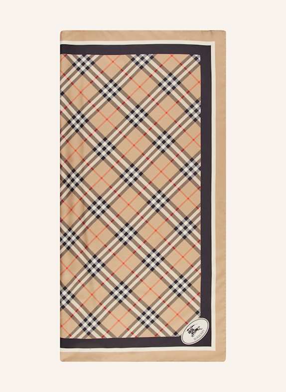 BURBERRY Seidentuch HELLBRAUN / SCHWARZ / ORANGE