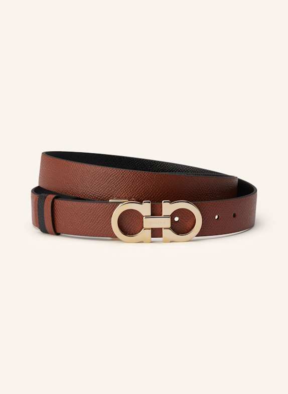 FERRAGAMO Reversible leather belt BROWN/ BLACK