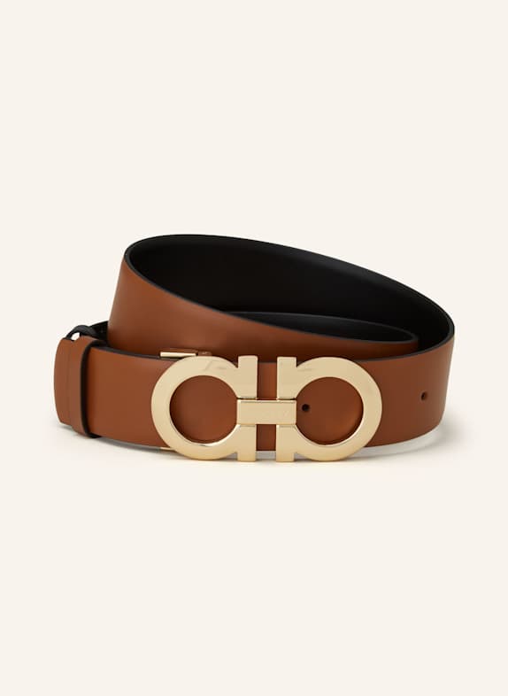 FERRAGAMO Reversible leather belt BROWN/ BLACK