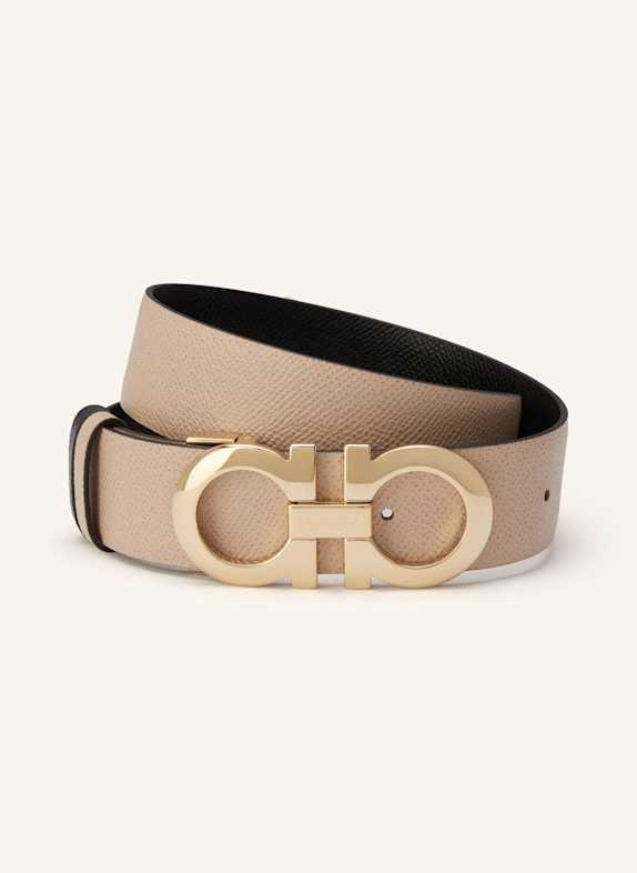 FERRAGAMO Reversible leather belt BEIGE/ BLACK